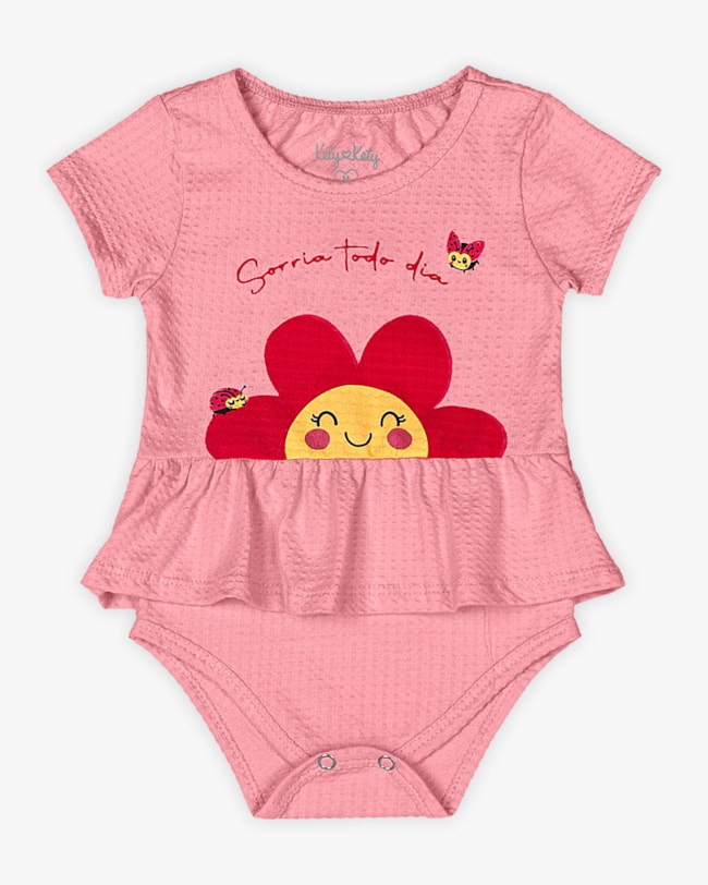 Body Bebê Menina em Meia Malha com Babado - Kely Kety - Rosa-9ffc1ba1-923f-45b3-8dce-8826877d779b