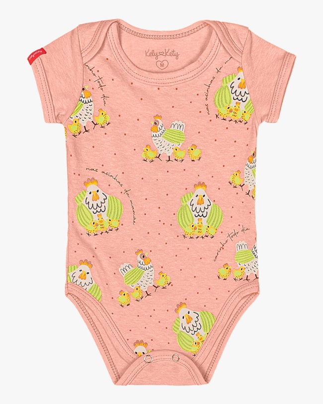 Body Bebê Menina Estampado Kely Kety Laranja Neon-42c9c2d1-2718-4e22-8e8b-ba5ae95457e5