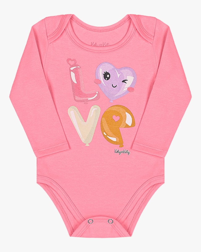 Body Bebê Menina Manga Longa com Estampa  Kely Kety -Rosa-b96fba1e-f825-4a97-922a-6fbbd2561eaf