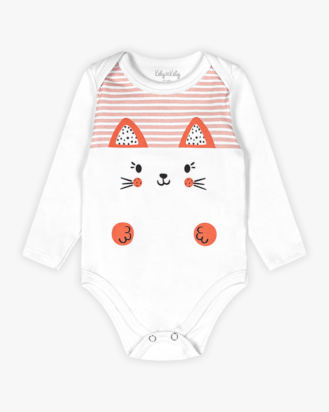 Body Bebê Menina Manga Longa Estampa Coelhinho - Kely Kety - Branco-9f8961c6-938e-4da7-a850-674db730c393