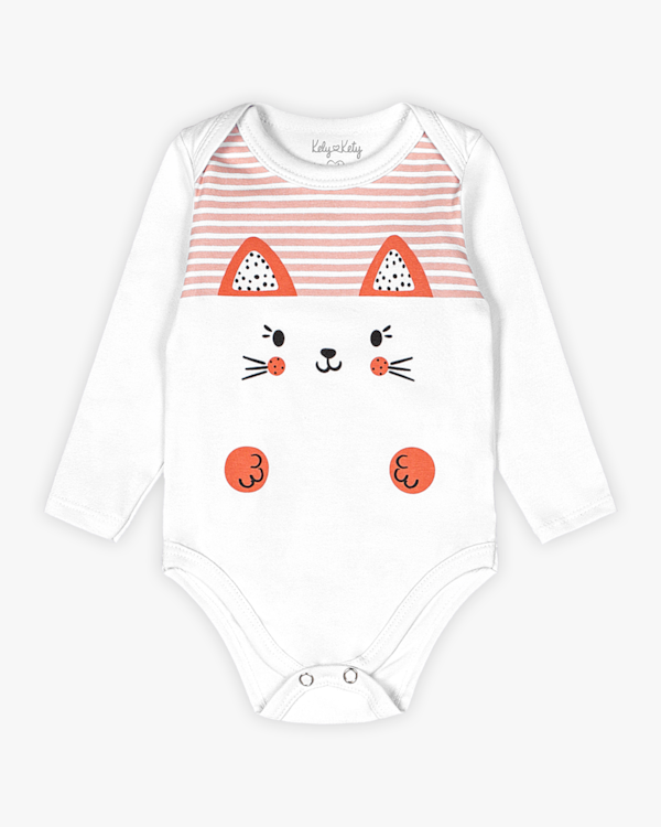 Body Bebê Menina Manga Longa Estampa Coelinho - Kely Kety - Branco