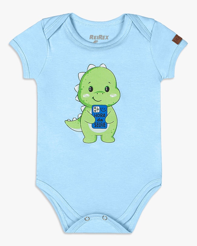 Body Bebê Menino com Estampa Divertida - ReiRex - Azul Soft-a2136069-7763-4c26-ab66-ecf48e7039b5