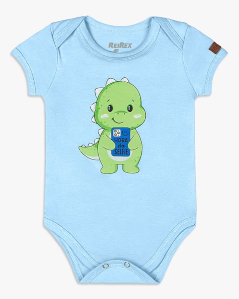 Body Bebê Menino com Estampa Divertida - ReiRex - Azul Soft