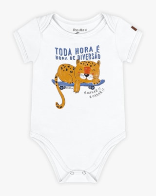 Body Bebê Menino com Estampa Divertida - ReiRex - Branco