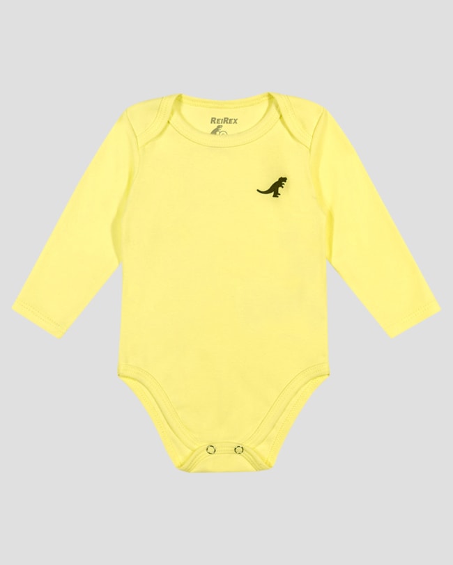 Body Bebê Menino Manga Longa Básico - ReiRex - Amarelo-ab8488d5-d5fd-45f1-80d7-6f9bf1f898e5