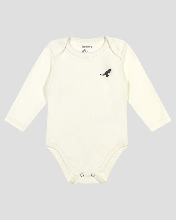 Body Bebê Menino Manga Longa Básico - ReiRex - Branco