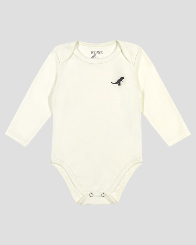 Body Bebê Menino Manga Longa Básico - ReiRex - Branco-99eab801-d086-47d9-ae8a-5ca5b97c13b5