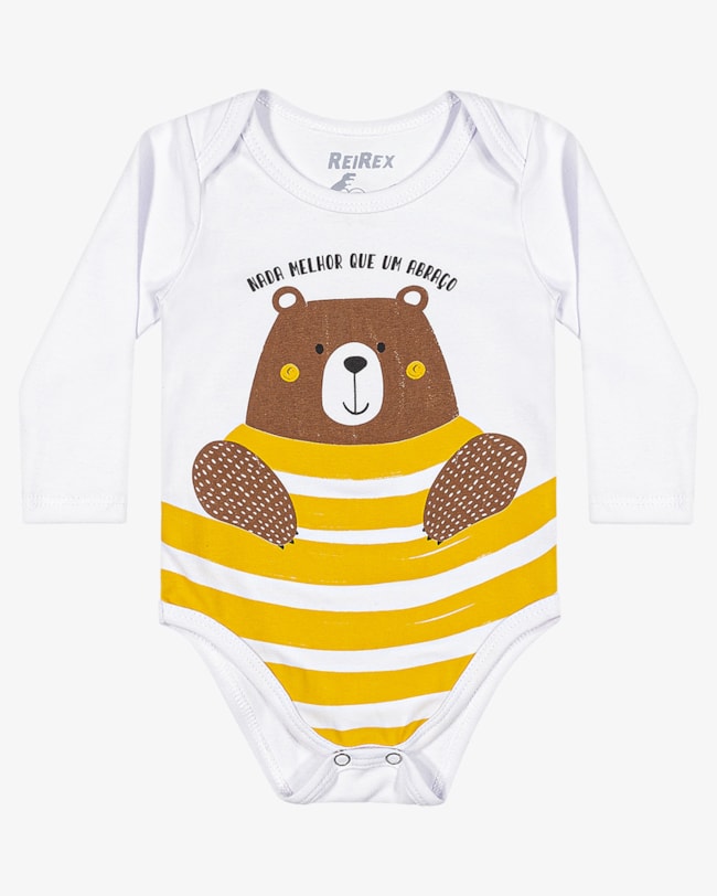 Body Bebê Menino Manga Longa com Estampa Divertida ReiRex- Branco-de594b3d-75ea-4b8d-92f6-8fb07ee7f56d