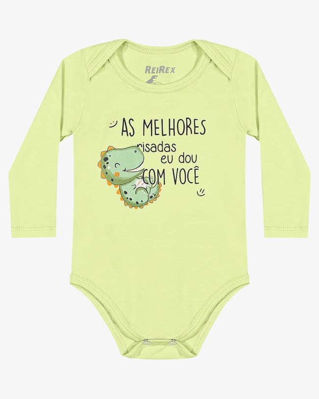 Body Bebê Menino Manga Longa com Estampa Divertida ReiRex- Verde-1cff6cf7-a9ae-45c5-a854-c9859f79c169