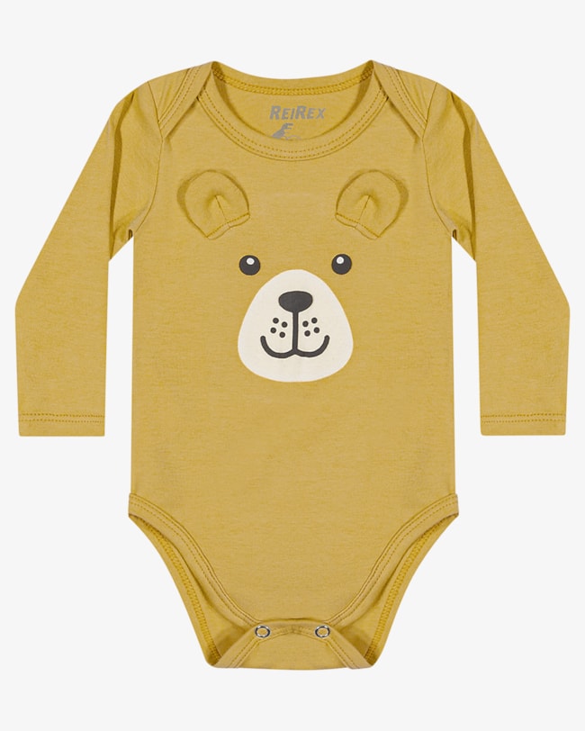Body Bebê Menino Manga Longa com Estampa Relevo ReiRex- Amarelo-860bb2c1-8e0b-40fd-84cf-3f263a5fcb32