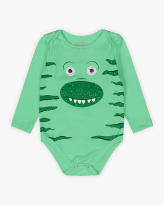 Body Bebê Menino Manga Longa Estampa Dinossauro - ReiRex - Verde
