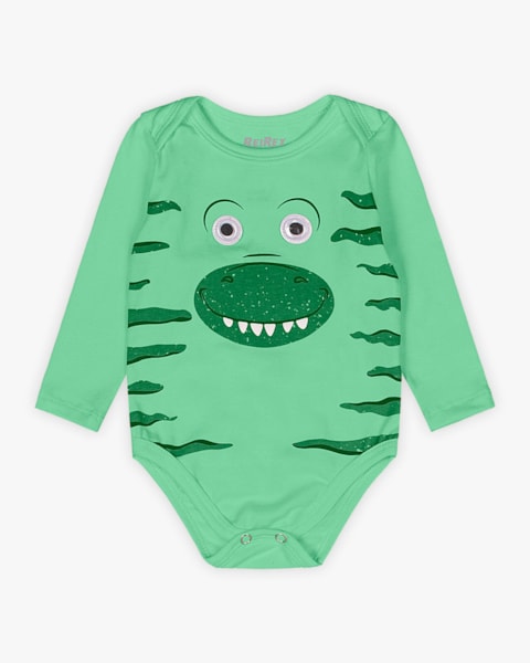 Body Bebê Menino Manga Longa Estampa Dinossauro - ReiRex - Verde