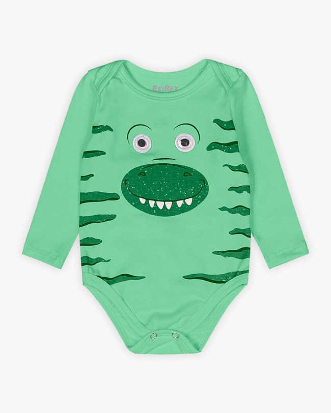 Body Bebê Menino Manga Longa Estampa Dinossauro - ReiRex - Verde-87e2f5bf-b615-4906-a0f5-575ffecf8245