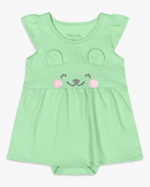 Body Vestido Bebê com Estampa Interativa - Kely Kety - Sorvete de Menta