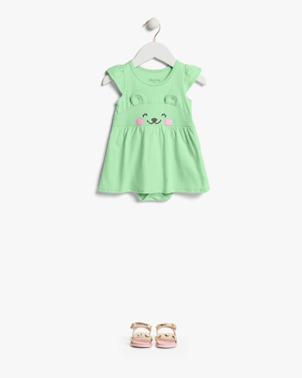 Body Vestido Bebê com Estampa Interativa - Kely Kety - Sorvete de Menta