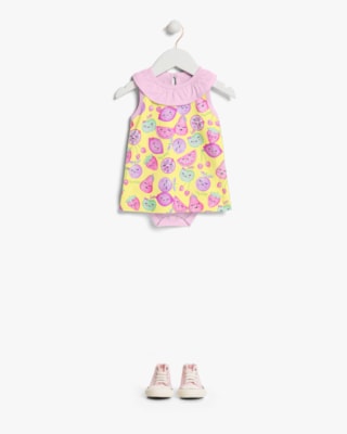 Body Vestido Bebê em Meia Malha Estampado - Kely Kety - Astral-P