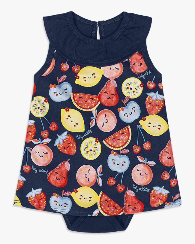 Body Vestido Bebê em Meia Malha Estampado - Kely Kety - Oxford-90b715fe-b76c-4a88-a256-5f6c8b131659