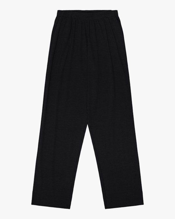 Calça Básica Feminina em Canelado Cereja Rosa Preto