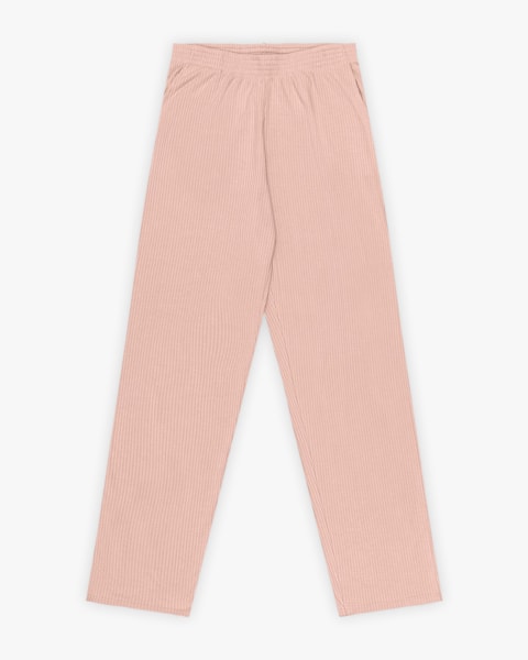 Calça Básica Feminina em Ribana Canelada com Bolso- Cereja Rosa - Preto