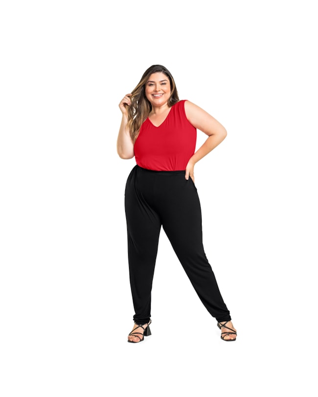 Calça Básica Feminina Plus Size em Viscose Cereja Rosa-64e1c7cc-122f-41f1-b4d3-4c860045a0d6