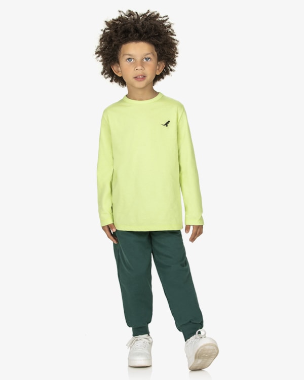 Calça Básica Infantil Menino em Foletom ReiRex Verde Floresta