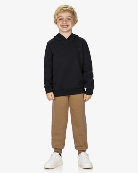Calça Básica Infantil Menino em Moletom ReiRex Gengibre