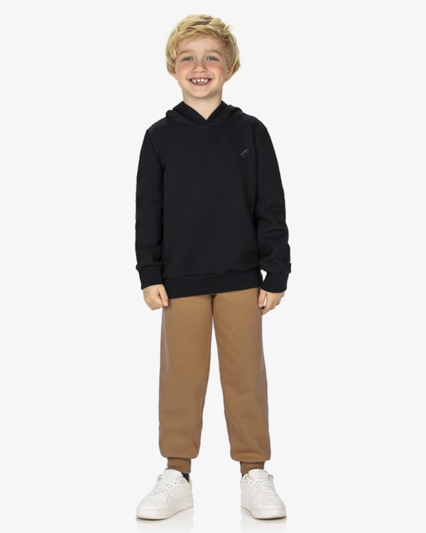 Calça Básica Infantil Menino em Moletom ReiRex Gengibre