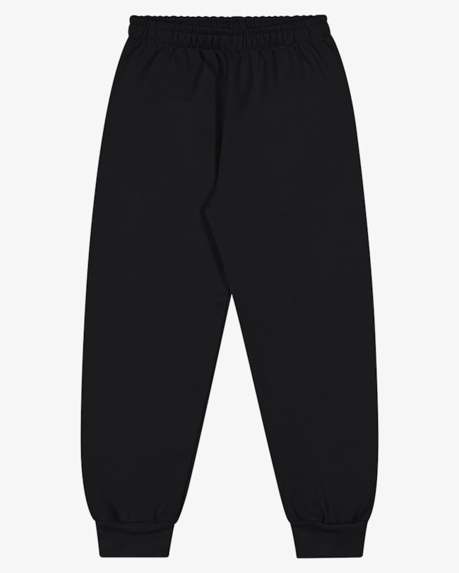 Calça Básica Infantil Menino em Moletom ReiRex Preto-234db2b2-220a-406f-bb73-390ccf1c19b3
