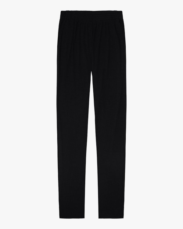 Calça Básica Plus Size em Malha Canelado Cereja Rosa Preto