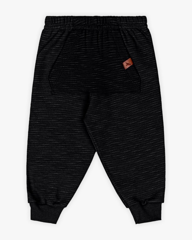 Calça Bebê Menino em Moletom com Bolso Canguru - ReiRex - Preto-41ab3b9e-ba2c-48b8-bae3-aa44002a6301