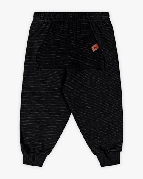 Calça Bebê Menino em Moletom com Bolso Canguru - ReiRex - Preto