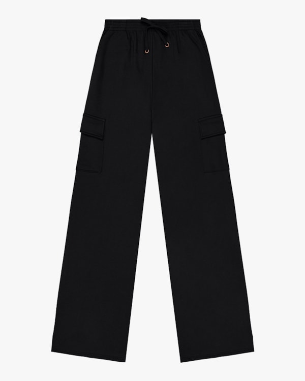 Calça Cargo Feminina em Moletom Cereja Rosa Preto