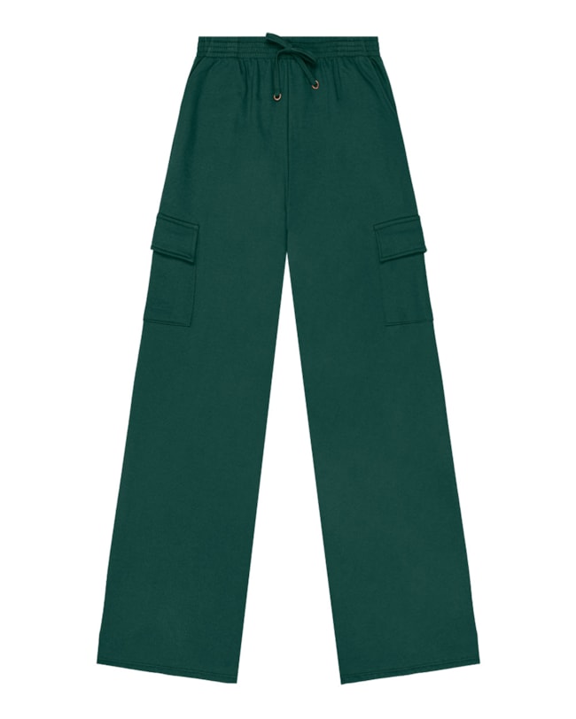 Calça Cargo Feminina em Moletom Cereja Rosa - Verde-eb2f8ec6-e1a3-4125-8137-3aee5f5cb960