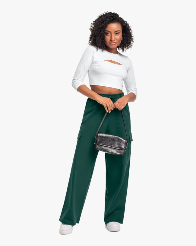 Calça Cargo Feminina em Moletom Cereja Rosa - Verde-70a709d0-0771-4e29-9a62-400647747d9a