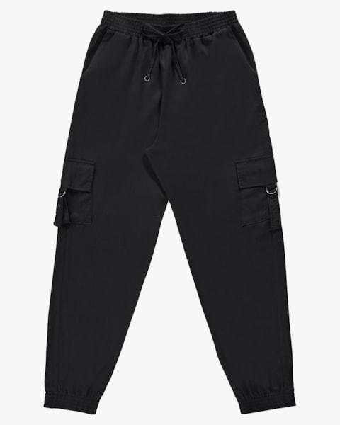 Calça Cargo Jogger Feminina em Viscose Linho - Preto P