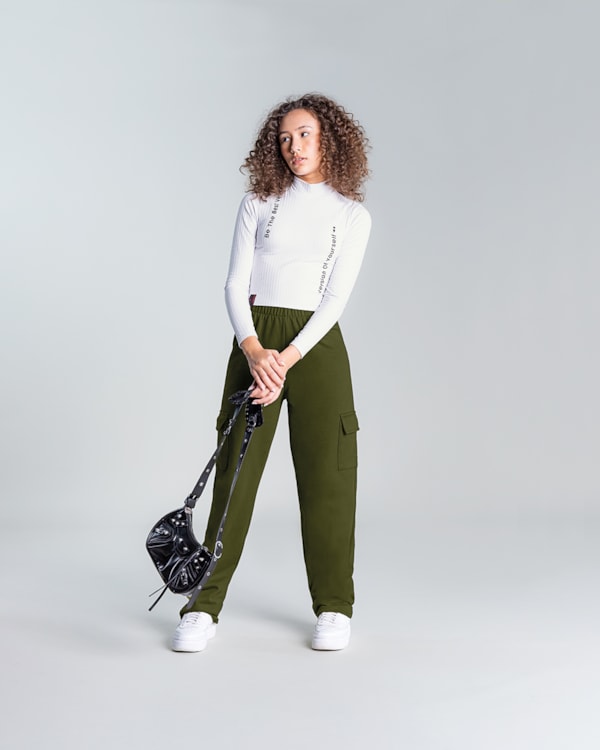 Calça Cargo Juvenil Feminino em Moletom BaseD - Oliveira