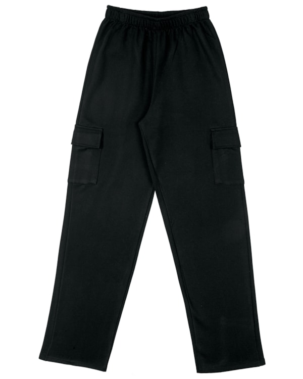 Calça Cargo Juvenil Feminino em Moletom BaseD - Preto