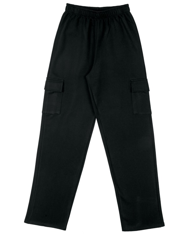 Calça Cargo Juvenil Feminino em Moletom BaseD - Preto-14c41a11-8fdd-421e-9228-ac8efb434820