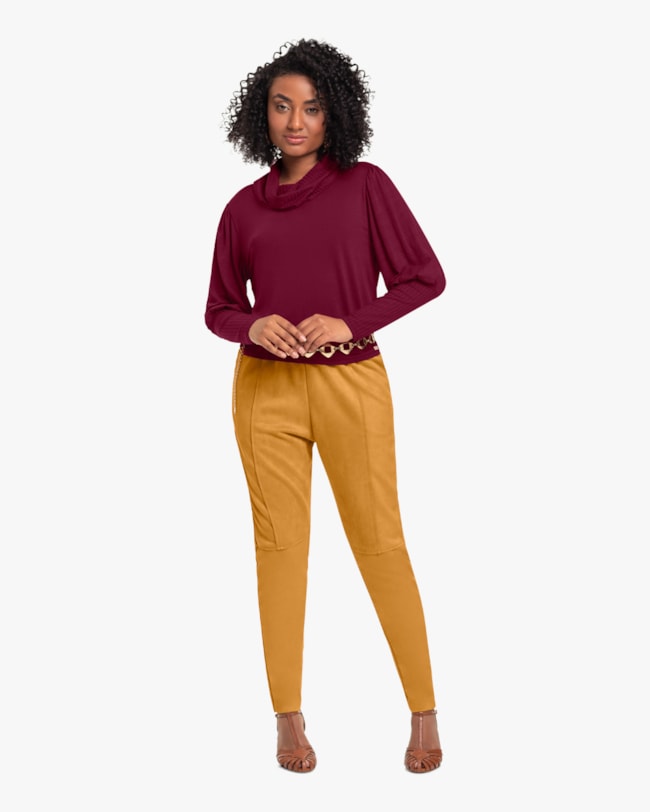 Calça Cenoura Aveludada Cereja Rosa Camel-c2b78726-aecc-4324-8d85-fbb13e064033