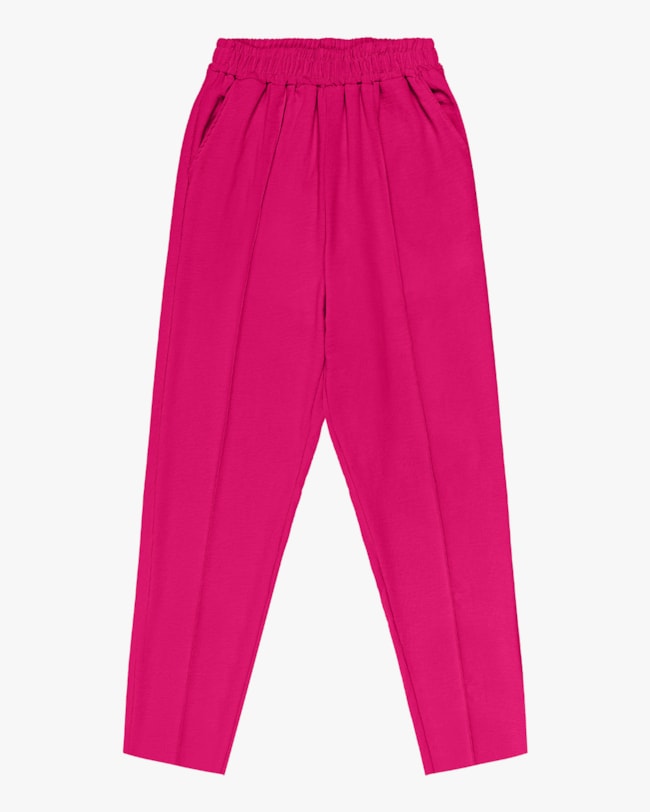 Calça Cenoura Plus Size em Tecido Crepe Cereja Rosa-a4ba3d0f-03d9-4c0b-a251-40d28030d5f6