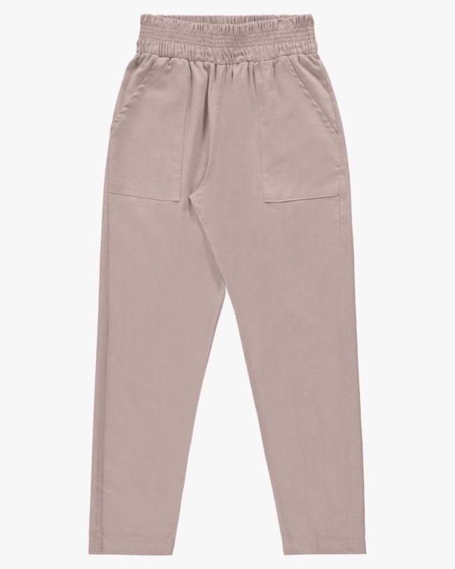 Calça Feminina Cenoura em Viscose Linho - Cereja Rosa - Bege-870514f5-def4-4aa3-8460-e105913a5444