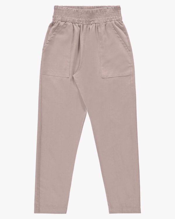 Calça Feminina Cenoura em Viscose Linho - Cereja Rosa - Bege