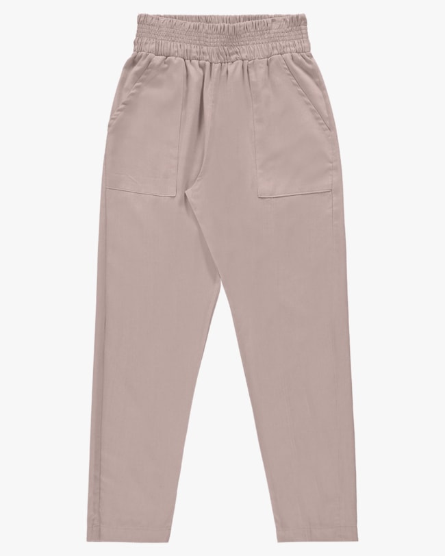 Calça Feminina Cenoura em Viscose Linho - Cereja Rosa - Bege-206715e3-a469-464f-9808-c6284bb6ae29