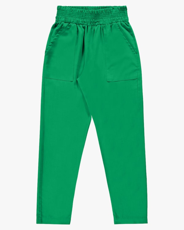 Calça Feminina Cenoura em Viscose Linho - Cereja Rosa - Folha