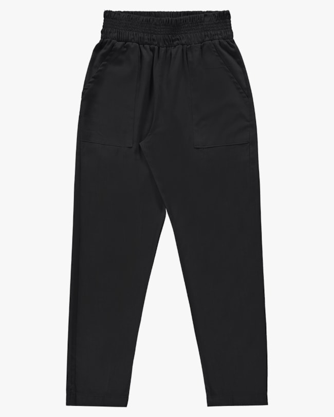Calça Feminina Cenoura em Viscose Linho - Cereja Rosa - Preto-b674109a-2203-48da-801c-7395523685be