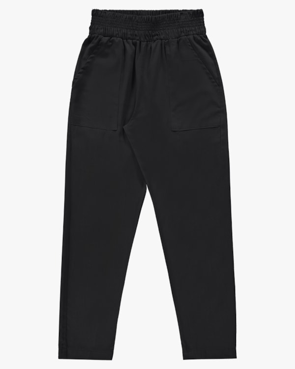 Calça Feminina Cenoura em Viscose Linho - Cereja Rosa - Preto