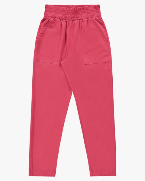 Calça Feminina Cenoura em Viscose Linho - Cereja Rosa - Rosa