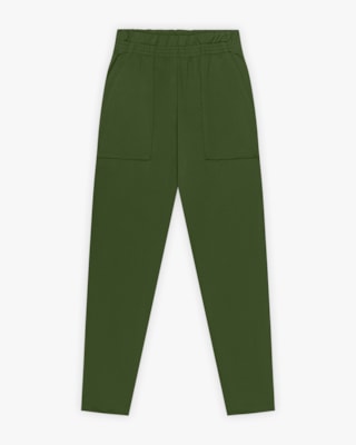 Calça Feminina com Bolso em Malha Felpada - Cereja Rosa - Militar