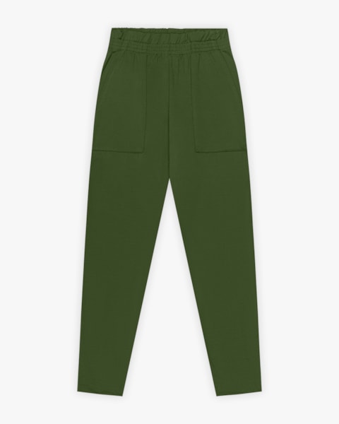 Calça Feminina com Bolso em Malha Felpada - Cereja Rosa - Militar