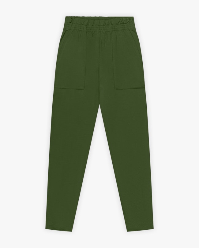 Calça Feminina com Bolso em Malha Felpada - Cereja Rosa - Militar-284a9b21-e631-4aeb-bbdc-5fb236f26dad